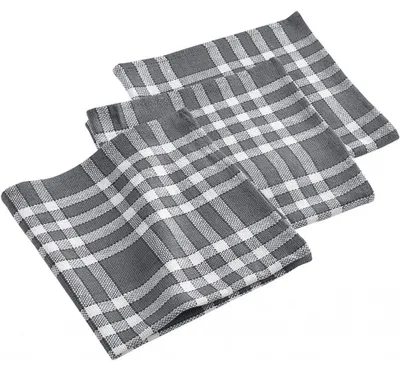 Image de Lot de 3 serviettes de table coton tissé Traditio - 45 x 45 cm - Gris