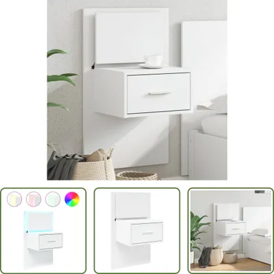 Produktbild von The Living Store Wand-Nachttisch mit LED-Leuchten Weiß