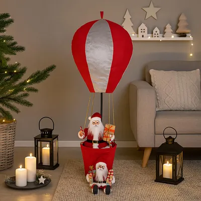 Produktbild von Weihnachtsmann Figur im Heißluftballon Weihnachtsdeko 97 cm zum Aufhängen