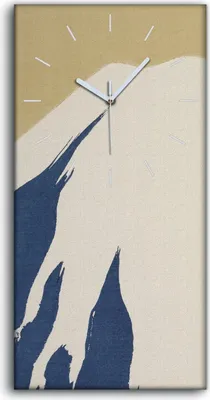 Produktbild von Wanduhr Bürouhr Leinwand Bild Geräuschlos 30x60 Berg Schnee Malerei Kunst - weiße Hände