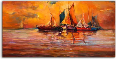 Produktbild von Coloray Acrylbild 120x60  Wandbild Acrylbilder Blick auf die Seelandschaft Boot Ozean