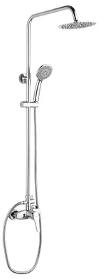 Duschsystem mit Kopf- und Handbrause, Messing, Chrom, 20 cm