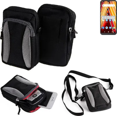 Produktbild von K-S-Trade Holster Schutz Hülle kompatibel mit Archos Oxygen 63 Handy Hülle Gürteltasche Umhängetasche mit Zusatzfach schwarz