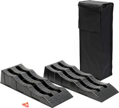 Produktbild von XPOtool Auffahrkeile Wohnmobil 2 Stück 40/70/100 mm 3,5 t Auffahrkeile Set für Wohnwagen mit Tragetasche und Wasserwaage