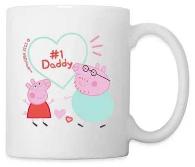 Produktbild von Spreadshirt Peppa Pig Design Peppa Mit Papa Wutz Tasse, One size, Weiß