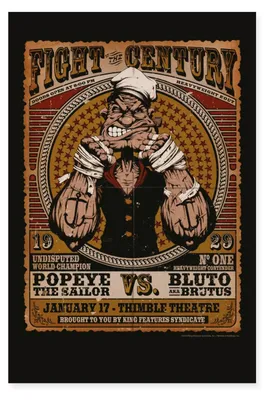 Produktbild von Spreadshirt Popeye Fight Of The Century Poster Poster 60x90 cm, One size, Weiß