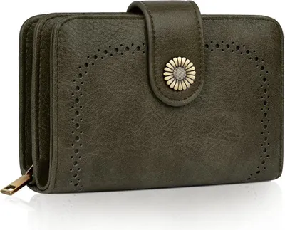 Obrázek produktu pro TEUEN Dámská peněženka Vintage kůže RFID ochrana velká kapacita tmavě zelená