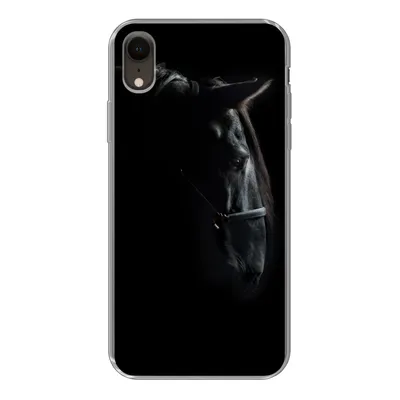 Produktbild von MuchoWow® Handyhülle Schutzhülle Hülle für iPhone XR Pferd - Leicht - Schwarz Silikon Softcase Handy Hülle - Schutzdeckel