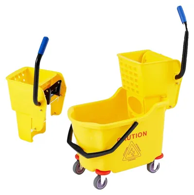 Productafbeelding van Mopwagen, met dubbele compartimenten, ergonomische handgreep, beige