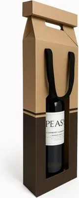 Image de Carton écologique haut de gamme pour 1 bouteille de vin – 325 × 89 × 89 mm avec fermeture TOP UP