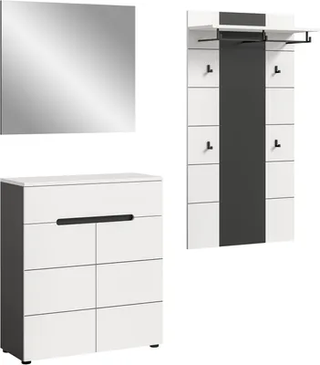 Produktbild von Garderoben-Set Canu 3 | Basalt grau / Weiß | 3-teilig