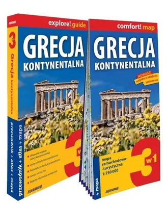 Zdjęcie produktu dla Griechenland (Festland) 3 in 1. Reiseführer, Atlas und laminierte Straßen- und Touristenkarte. Ausgabe 2025. ExpressMap