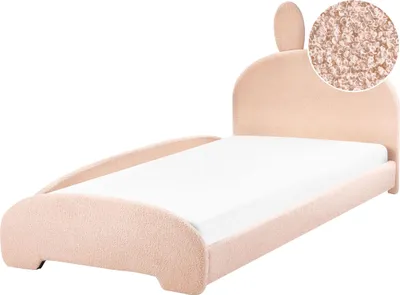 Zdjęcie produktu dla BELIANI Łóżko beżowe boucle tapicerowane 90 x 200 cm ze stelażem dla dzieci nowoczesne do sypialni pokoju dziecięcego