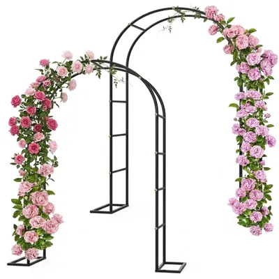 Produktbild von Speed 2x Rosenbogen aus Metall Stabil mit Abnehmbarer Basis, Rosenhilfe aus Gartenbogen Rankgitter Metall 230 x 180 x 38 cm / Schwarz