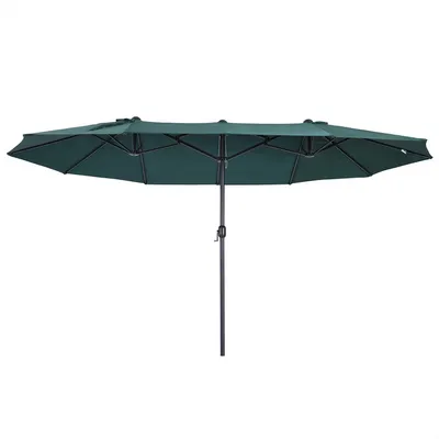 Produktbild von Sonnenschirm mit Handkurbel Marktschirm Gartenschirm Doppelsonnenschirm Terrassenschirm 460 x 270 x 240 cm Dunkelgrün