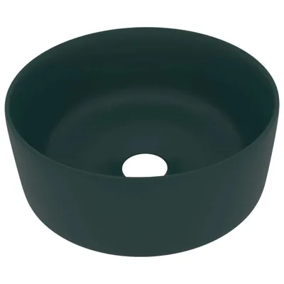 Obrázek produktu pro vidaXL umyvadlo kulaté matné tmavě zelené 40x15 cm Keramika
