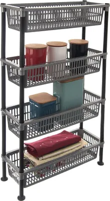 Obrázok produktu pre Orion Stojaci policový organizér Úložné koše 4-stupňové pre kuchyňu Kúpeľňa Dielňa úzka robustná 83x19,5x50 cm