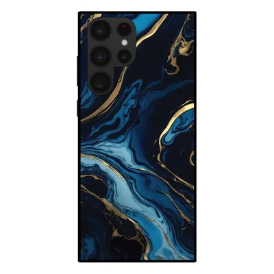 Produktbild von Smartphonica Handytasche für Samsung Galaxy S23 Ultra mit Marmordruck - TPU Rückseite Abdeckung Fall Marmor Design - Gold Blau