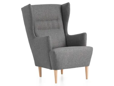 Produktbild von XDREAM Olaf Ohrensessel | Relaxsessel mit Armlehnen | Möbelstoff grau | Wohnzimmer & Wohnzimmer Ecke | Sitzhöhe 46 cm