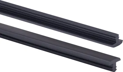 Two black rubber profiles are shown against a white background.