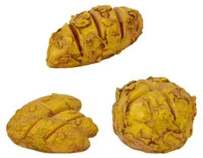 Produktbild von 3 Stück Brote/Höhe: 1 cm/handbemalt/detailgetreue Krippenfiguren - Tischdekoration für Weihnachten