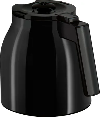 A black thermos carafe with a handle and lid.