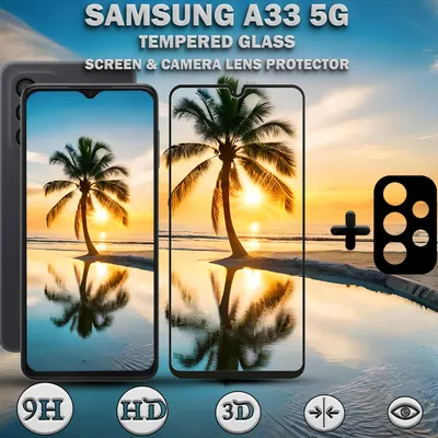 Produktbild von Samsung Galaxy A33 5G Displayschutzfolie und Objektivschutz aus 9H gehärtetem Glas