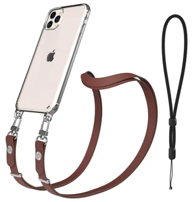 Produktbild von EAZY CASE Handykette magnetisch mit Handyhülle für Apple iPhone 11 Pro Max, Crossbody Handyband 1-1,90m verstellbar mit 2 Ösen in Braun