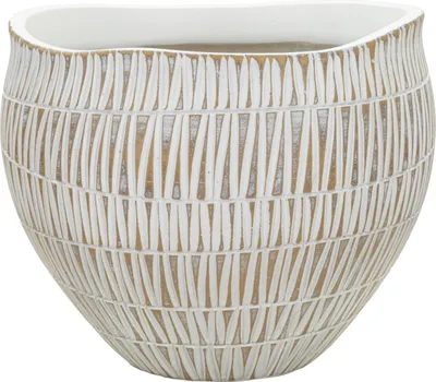 Immagine prodotto di Cachepot Resina Stiky Ø26x20,5 cm in Resina Oro e Bianco