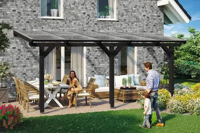 Produktbild von Terrassenüberdachung SKAN HOLZ Andria 541 x 350 cm anthrazit