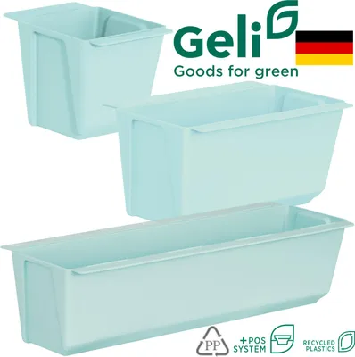 Produktbild von Geli | Blumentopf-Set 3In1 - Blau - Ideal Für Euro-Paletten - Praktisch Und Platzsparend - 37 /18/10 x10x10 cm