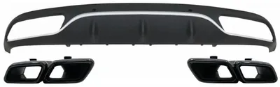 Obrázek produktu pro Difuzor pro model MERCEDES C-Klasse C205 A205, roky výroby 2014-2019, vzhled C63, černá barva, koncovky výfuku.