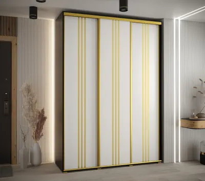 Obrázek produktu pro Šatní skříň ASIRI 6 - 170/45 cm, černá / bílá / zlatá