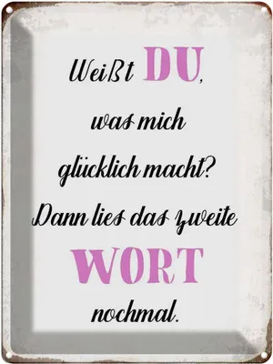 Produktbild von vianmo Blechschild 40x30 cm weiß Du was mich glücklich macht Spruch Zitat