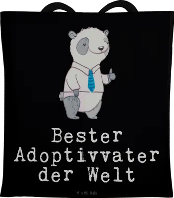 Produktbild von Mr. & Mrs. Panda Jutetasche Panda Bester Adoptivvater der Welt - Schwarz - Geschenk, Shopping Tasche, Adoption, Beutel, Geschenkidee, festival, Stoffbeutel, Adoptiert