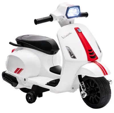 Immagine prodotto di AIYAPLAY Moto Elettrica per Bambini Licenza Vespa, Batteria Ricaricabile 6V, Rotelle e Luci, Etš€ 2-4 Anni, Bianco