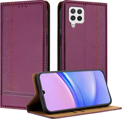 Produktbild von Handyhülle für Samsung Galaxy A22 4G Leder Flip Klappbare Schutzhülle mit Standfunktion Lila