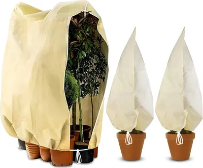 Produktbild von 3 Stück Winterschutz Pflanzen, Pflanzenschutz Winter Reißfest, Wiederverwendbar Frostschutz Kübelpflanzensack mit Reißverschluss, Zugband für Baum Palmen Olivenbaum (100 x 120 cm &120 x180 cm)