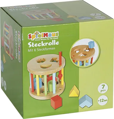 Produktbild von Holz Steckbox rund pädagogisches Spielzeug mit 6 Bausteinen
