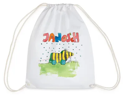 Produktbild von Spreadshirt Janosch Tigerente Schriftzug Turnbeutel, One size, Weiß