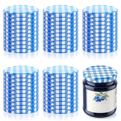 Obrázok produktu pre 50 modrých viečok na zaváranie, priemer 82 mm, vhodné pre sklenené nádoby typu Mason