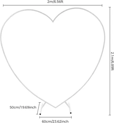 Image de Arche en forme de cœur pour mariage - Support pour fond photo - Acier au carbone, 2 x 2,1 m - Pour mariages, fêtes et anniversaires - Pour fleurs, plantes et ballons - Blanc