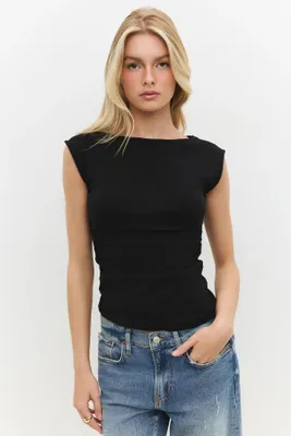 Produktbild von Ärmellose Baumwollbluse mit Raffungen, Black, XL
