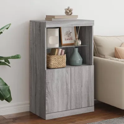 Produktbild von vidaXL Sideboard mit LED-Leuchten Grau Sonoma 60,5x37x100 cm