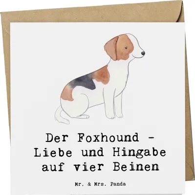 Produktbild von Mr. & Mrs. Panda Klappkarte Liebevoller Foxhound - Weiß - Geschenk, Hunderasse, Bewegung, Aussehen, Grußkarte, Glückwunschkarte, Hunderassen Vielfalt, Pflege, anlasskarte