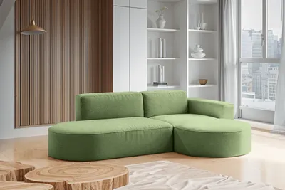 Produktbild von Kaiser Möbel Modernes L-förmiges Designer-Ecksofa Modena Falten Grün Rechts