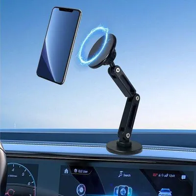 Image de Support de téléphone pour voiture - Pliable - Rotation à 360 degrés - Noir