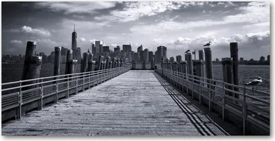 Produktbild von Tulup® Glas-Bild - 100x50 -Wandkunst - Wandbild hinter gehärtetem Sicherheitsglas  - Sehenswürdigkeiten & Architektur - New York Panorama - Schwarzweiß