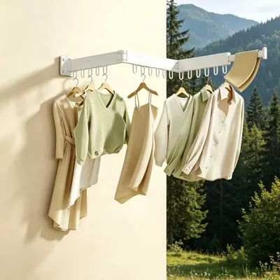 Klappbarer Wand-Wäschetrockner 128 cm, weiß, bis 100 kg belastbar