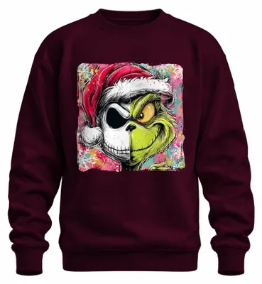 Obrázok produktu pre Grinch Jack Skellington Skelett Nightmare before Christmas Weihnachten Uni mikina, bordová, 3XL